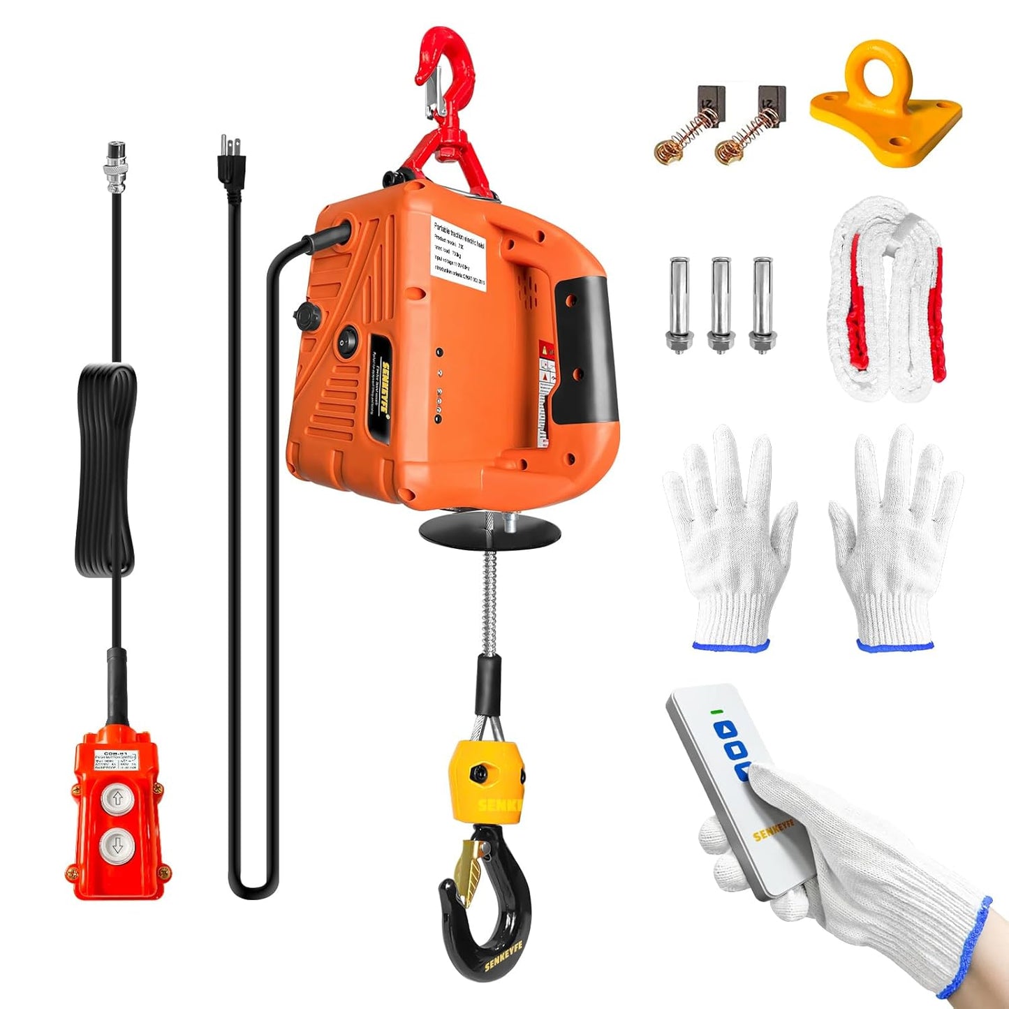 Power Electric Portable Hoist Winch 1500LBS for Lifting Tasks