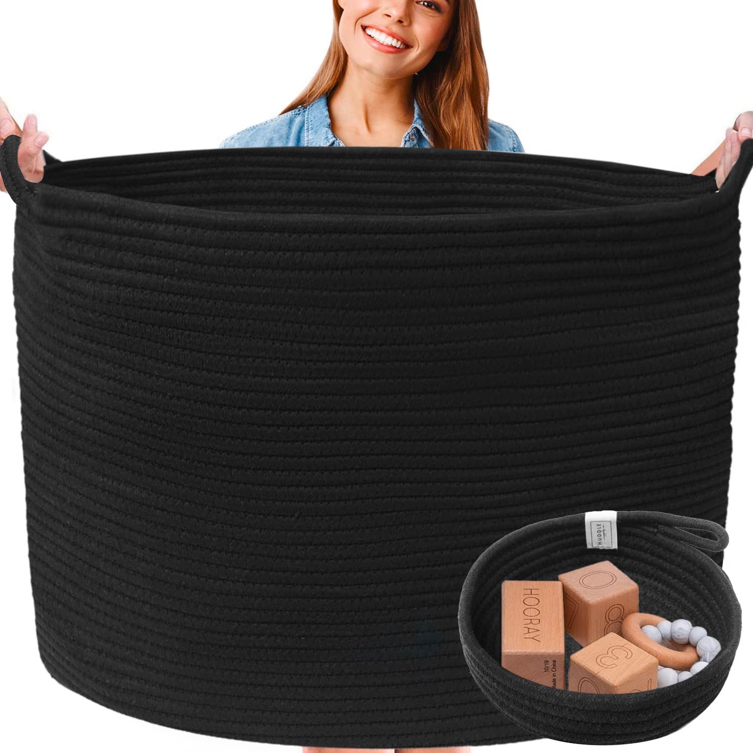 XXXL Washable Large Black Basket for Living Room Storage Needs