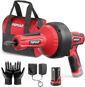 POPULO Electric Drain Auger for Easy Clog Removal Anywhere