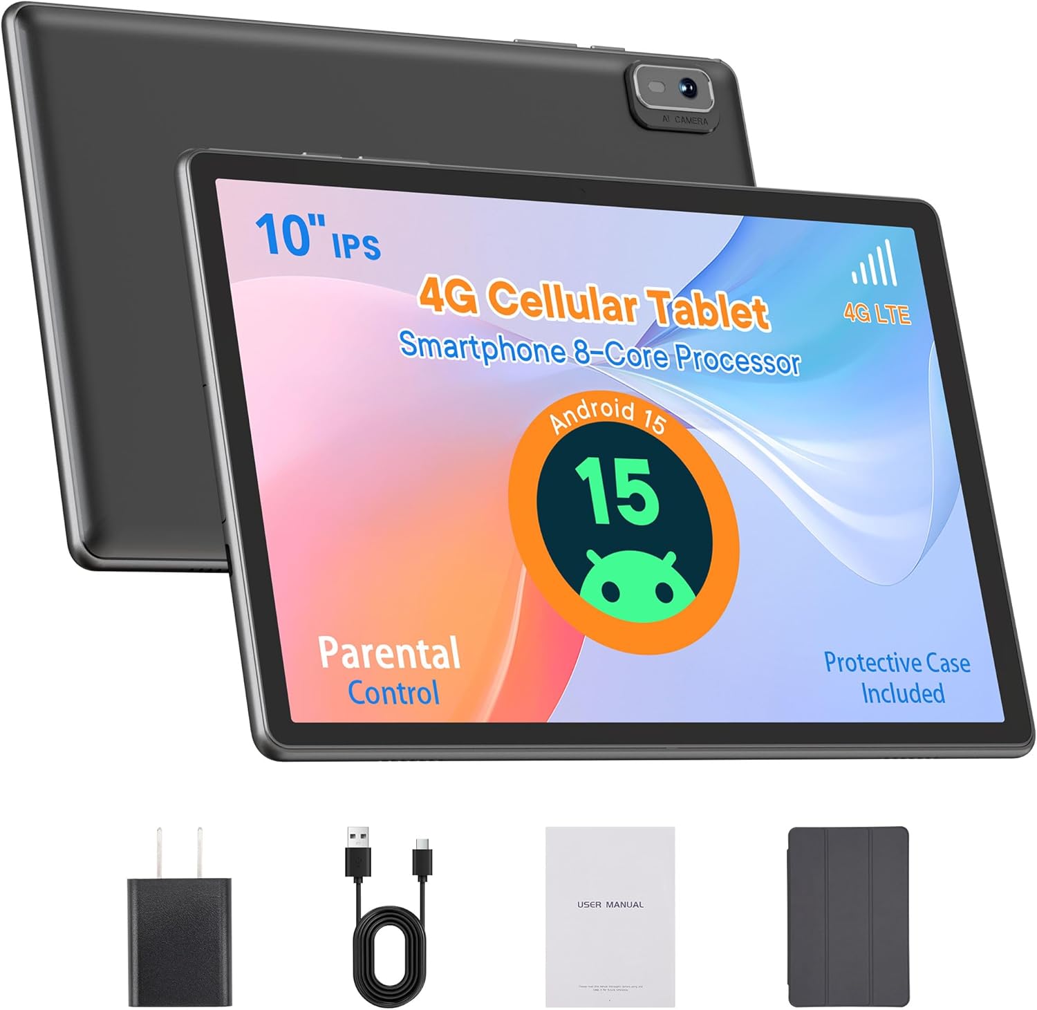 HAOVM Android 15 Tablet 10 Inch with 4G LTE and SIM Slot