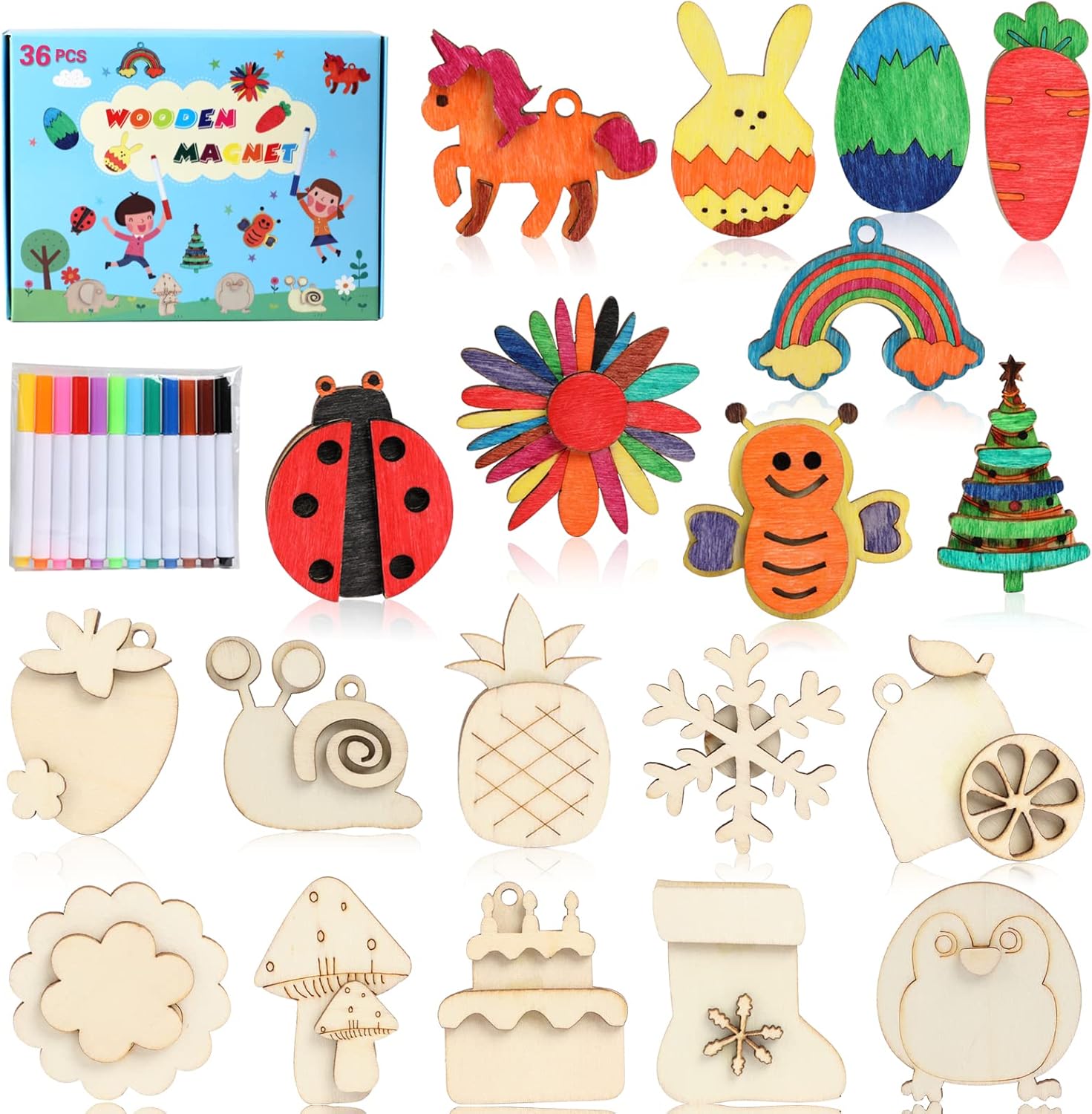 Worgree DIY Wooden Magnets Kit - Creative Craft Fun for Kids!