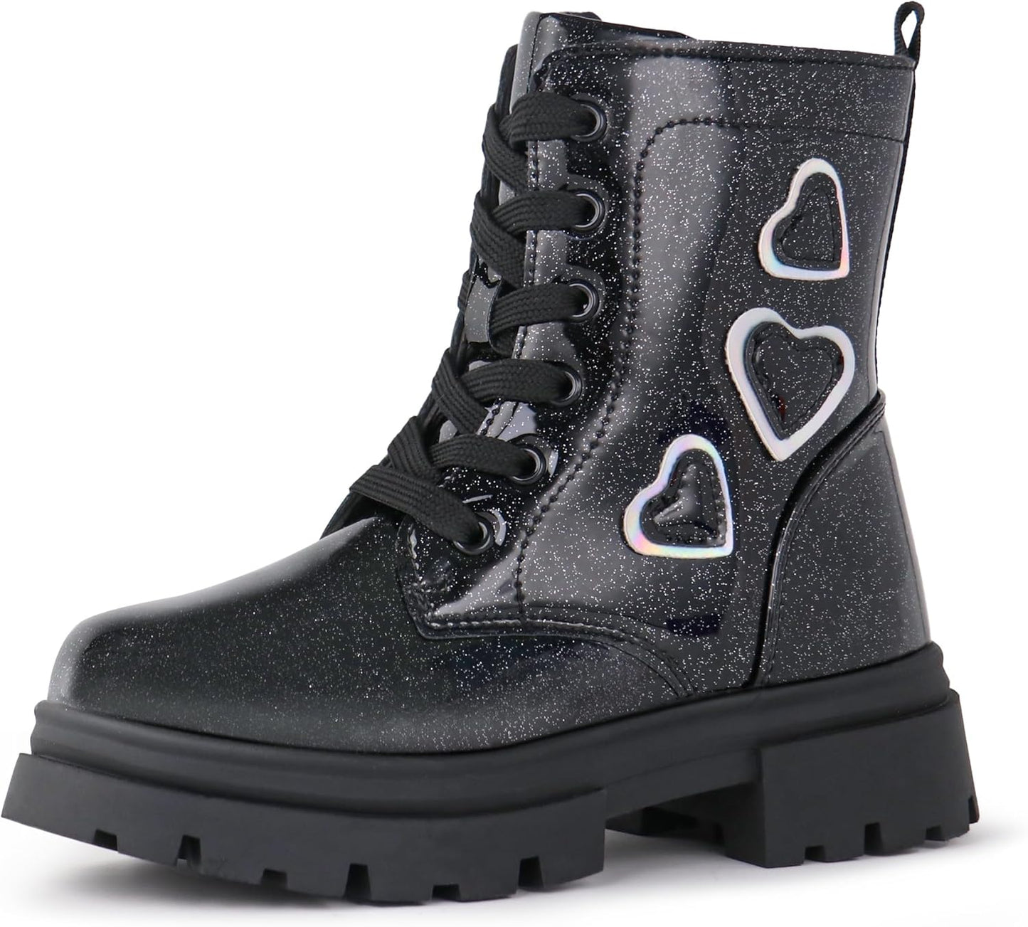 Tobfis Kids Girls Fashion Shiny Combat Work Boots for All Occasions