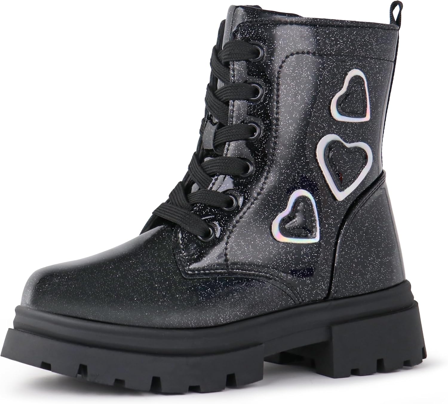 Tobfis Kids Girls Fashion Shiny Combat Ankle Boots for All Occasions