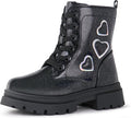 Tobfis Kids Girls Shiny Combat Ankle Boots - Comfortable, Waterproof