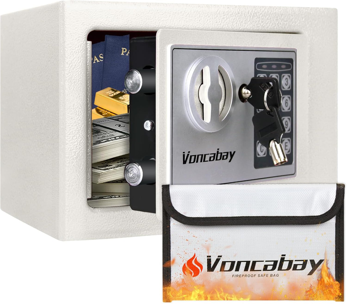 Voncabay Money Safe Box with Sensor Light & Fireproof Design