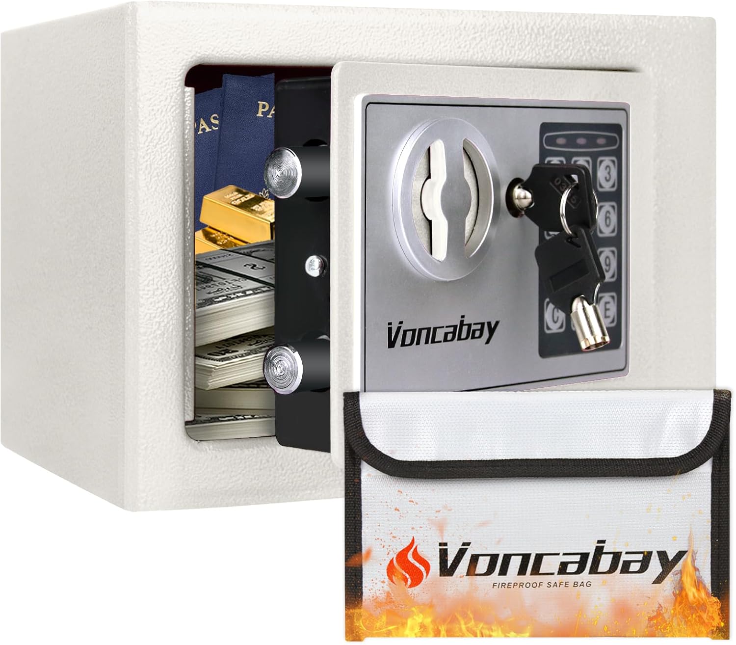 Voncabay Money Safe Box with Sensor Light & Fireproof Design