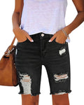 Utyful Women Summer Frayed Ripped Bermuda Shorts for Style