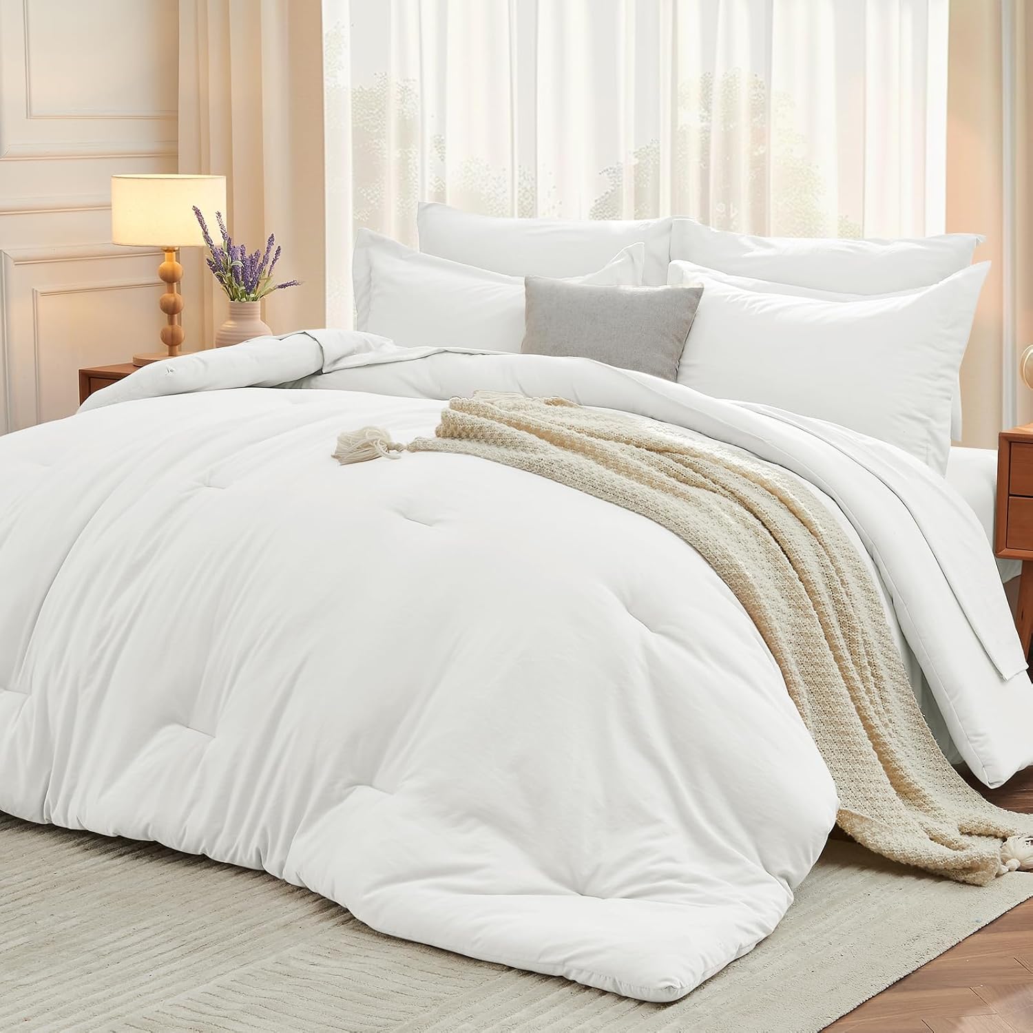 MUXHOMO 7 Pieces Queen Comforter Set for Ultimate Comfort