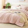 CozyLux Queen Comforter Set Blush Pink - Soft Down Alternative