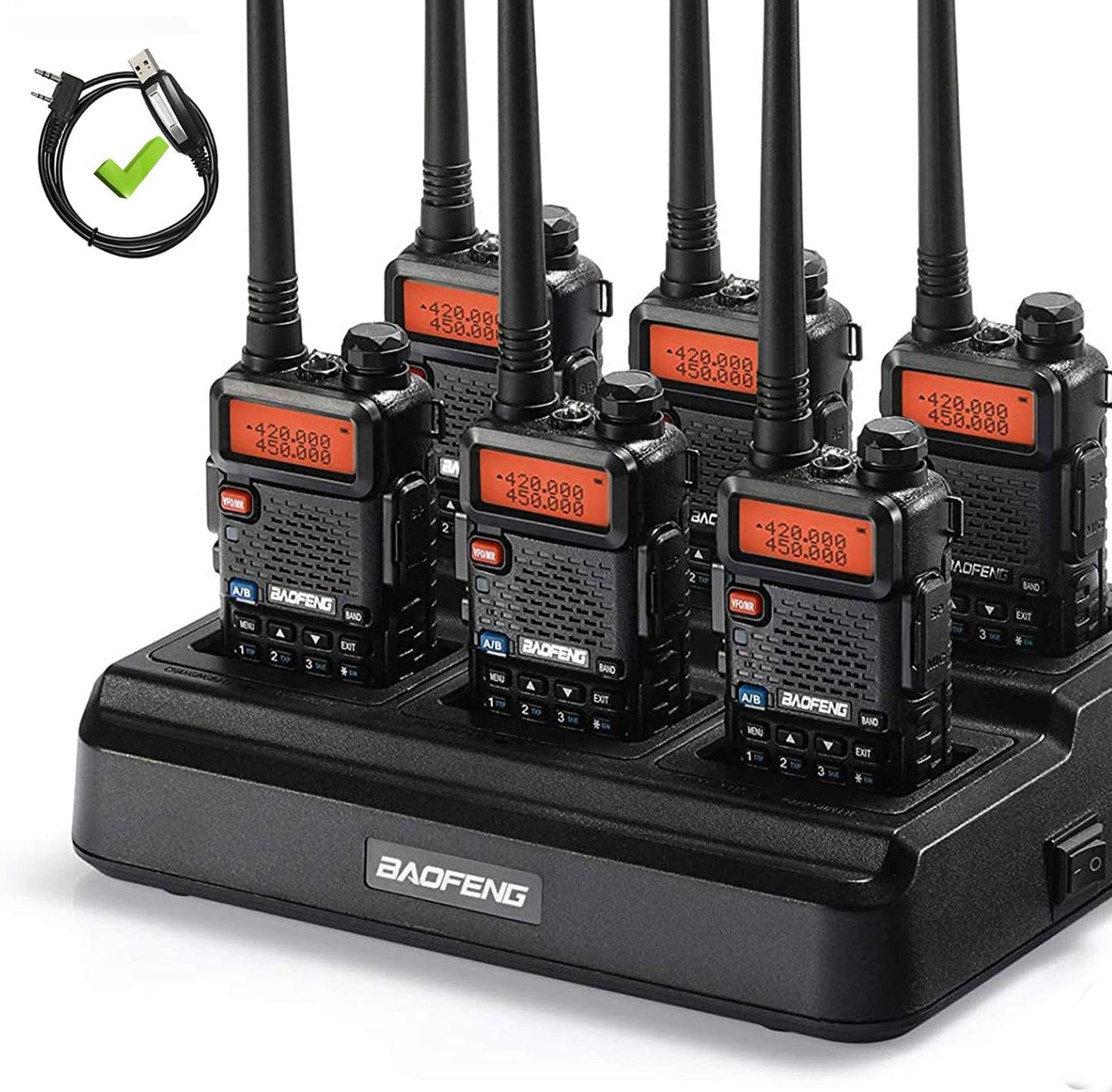 6 Pack Baofeng GT-5R Ham Radio Handheld for Long Range Use