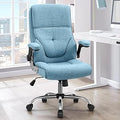 Ergonomic Executive Office Chair with Wheels - Supportive Linen Desk
