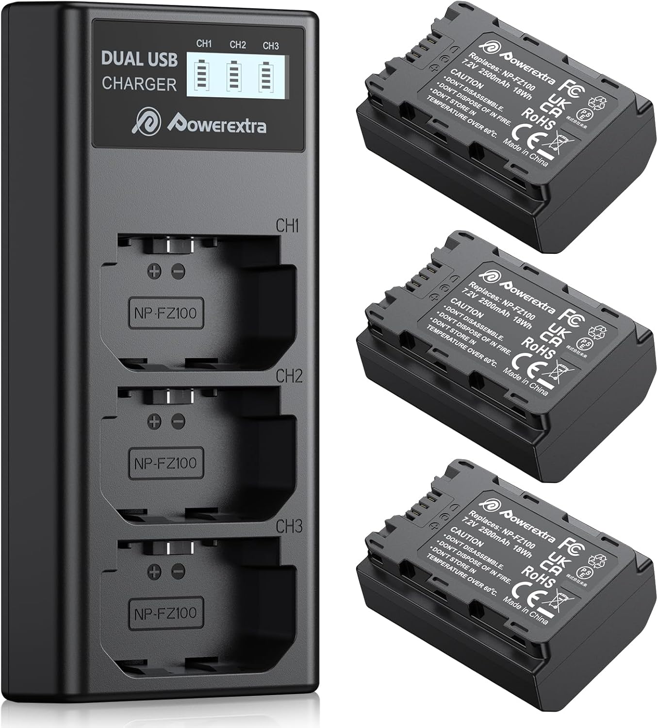 Powerextra NP-FZ100 Battery Charger for Sony Cameras - Reliable