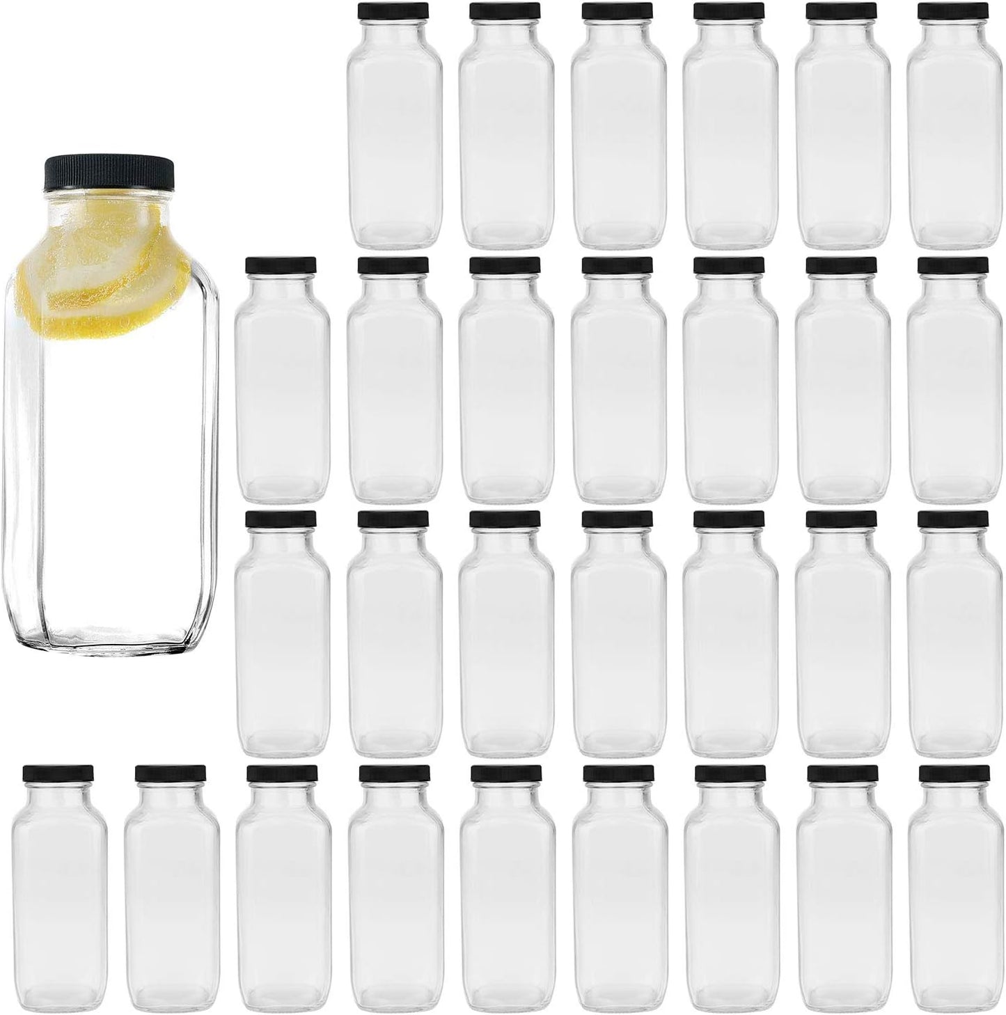 Encheng 8 oz Glass Bottles for Smoothies and Juicing 30 Pack