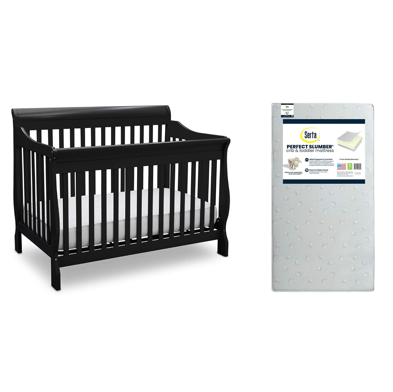Delta Children Canton 4 in 1 Convertible Crib and Mattress Bundle