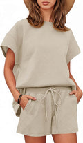 Tankaneo Womens Loungewear Set Short Sleeve Tops and Shorts