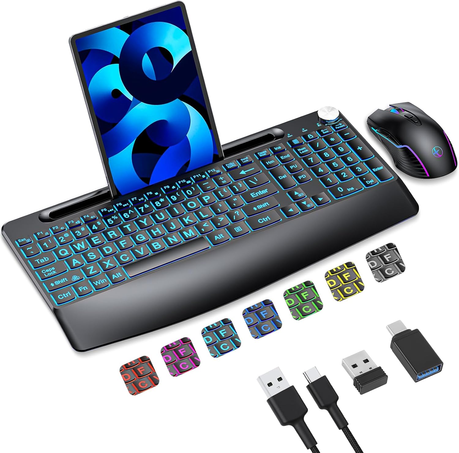 Wireless Combo with 7 Backlits, Rechargeable 