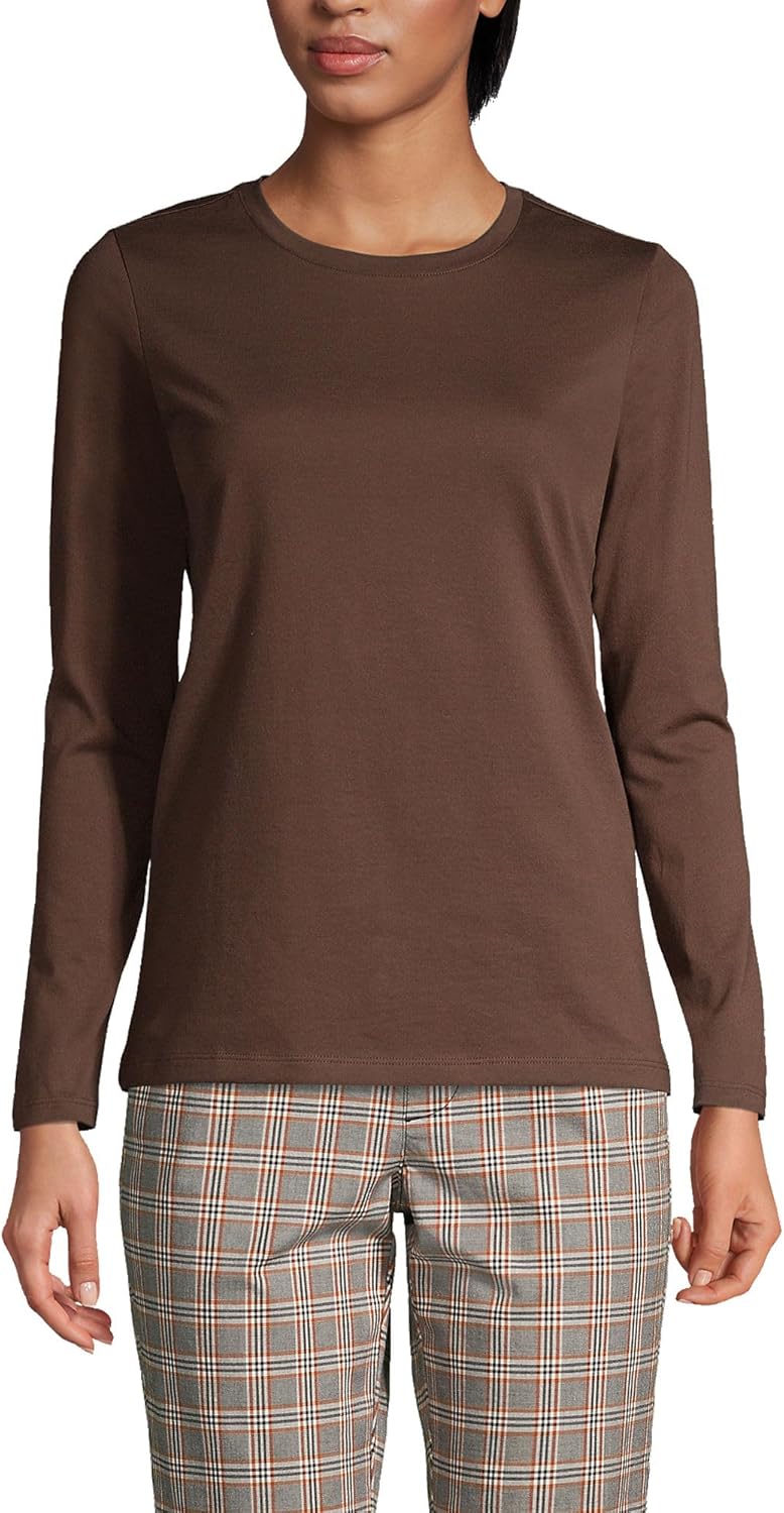 Relaxed Supima Cotton Long Sleeve Crew Neck T-Shirt for Women