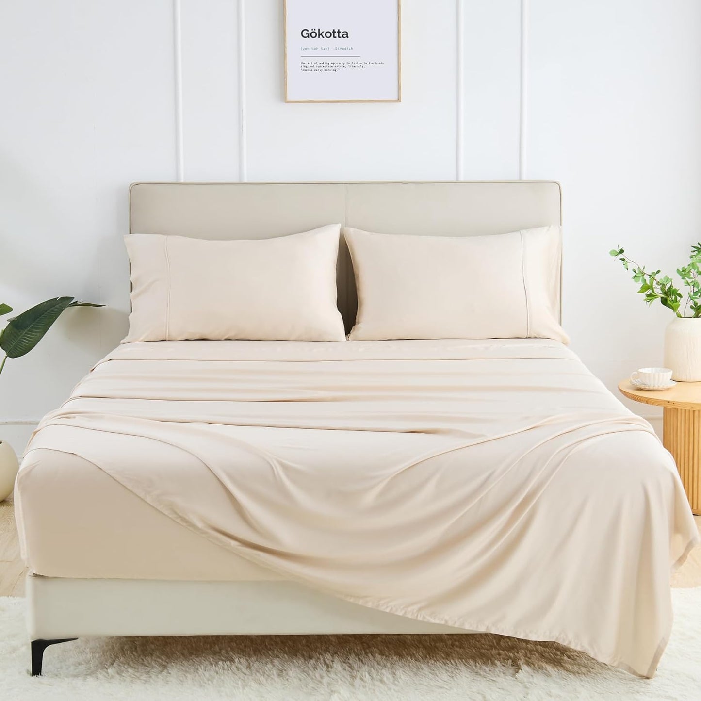 GOKOTTA King Size Sheets Set - Silky Soft Bamboo Cooling Sheets