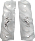 1911 Grips Full Size Pearl and Bonded Ivory with Horse Inlay - Refined
