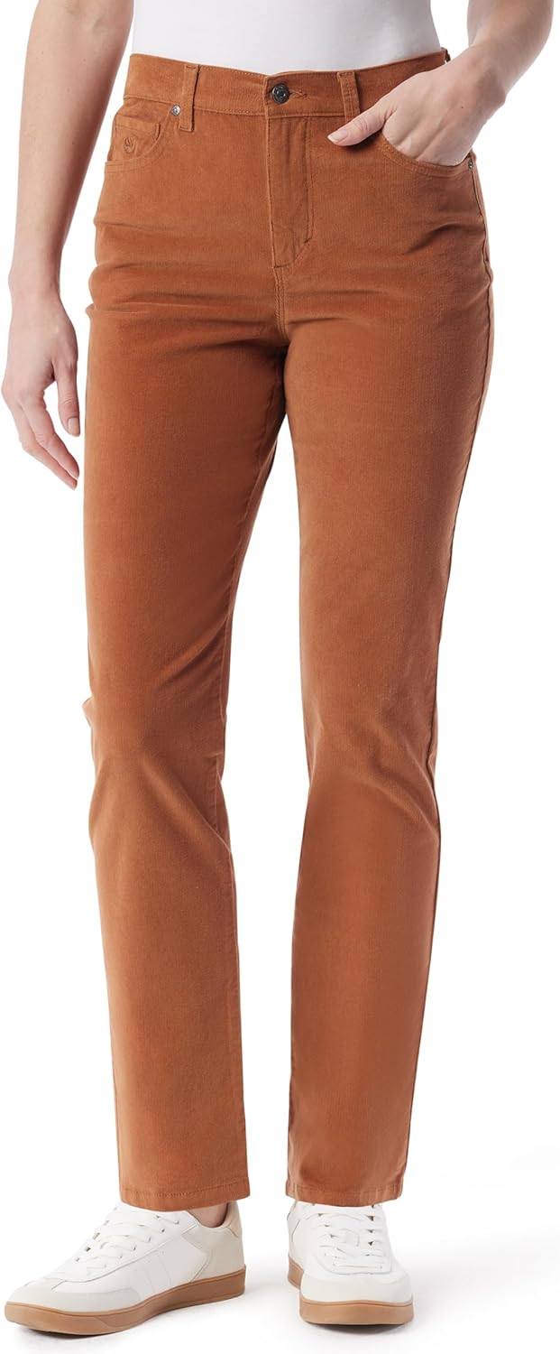 Gloria Vanderbilt Womens Amanda Corduroy Slim High Rise Pant