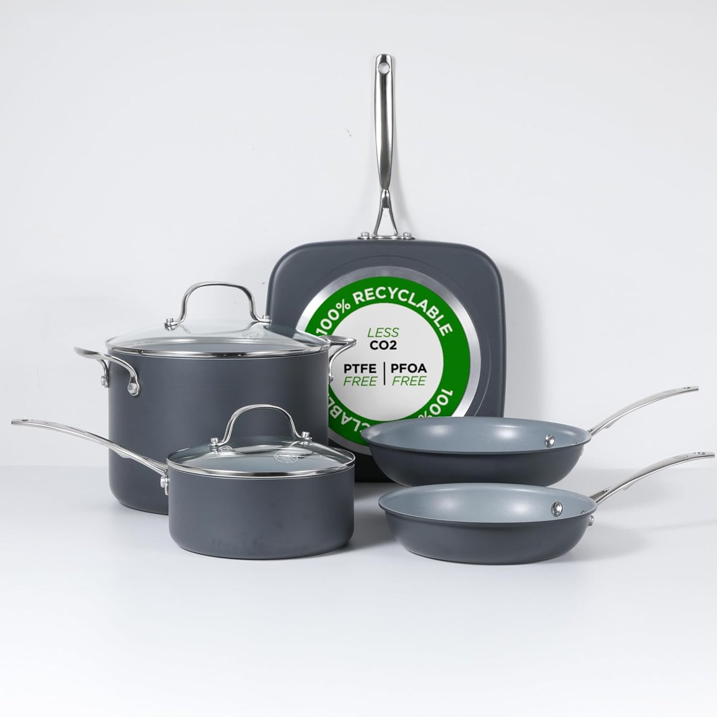 COMMERCIAL CHEF 7-Piece ECOPAN Hard Anodized Cookware Set