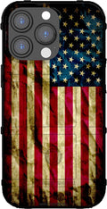 Old Glory Tea Stained US Flag Rugged Shield Case for iPhone 14 Pro