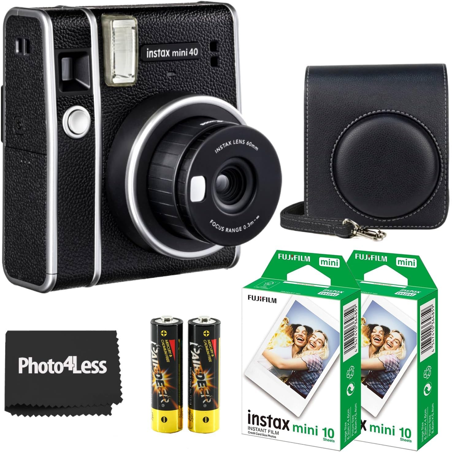 Fujifilm Instax Mini 40 Bundle: Vintage Black Camera + 20 Film Sheets