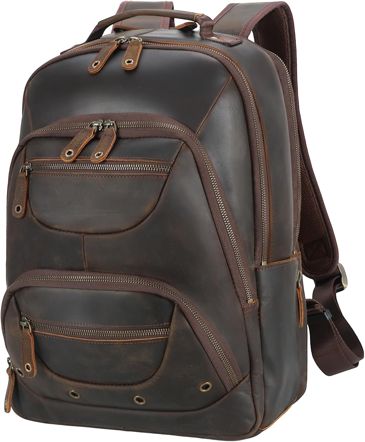 TIDING Men's Full Grain Leather Backpack for 16in Laptop