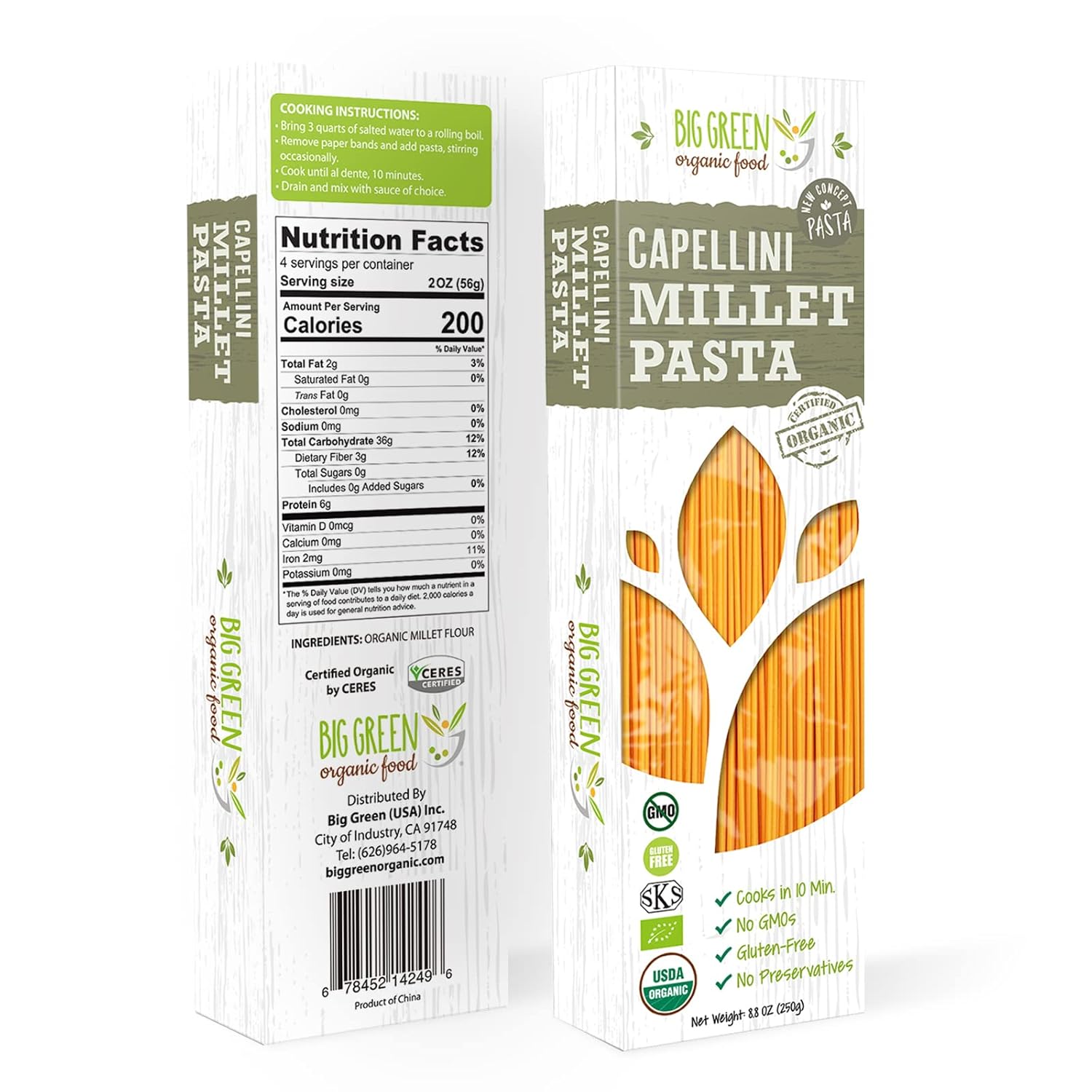 Organic Millet Capellini - Gluten-Free, Lectin-Free Pasta Option