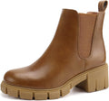 starmerx Women Platform Ankle Boots Elastic Chelsea Mid Heel Booties