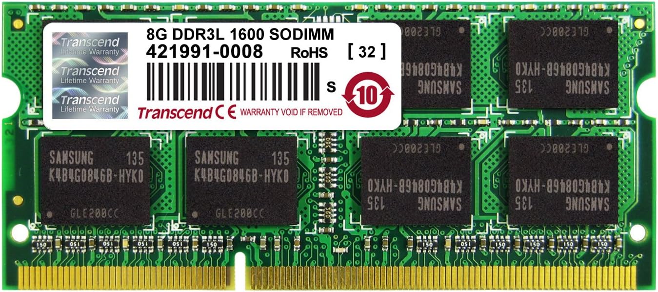 Transcend 8GB DDR3L 1600 SO-DIMM Memory for Laptops