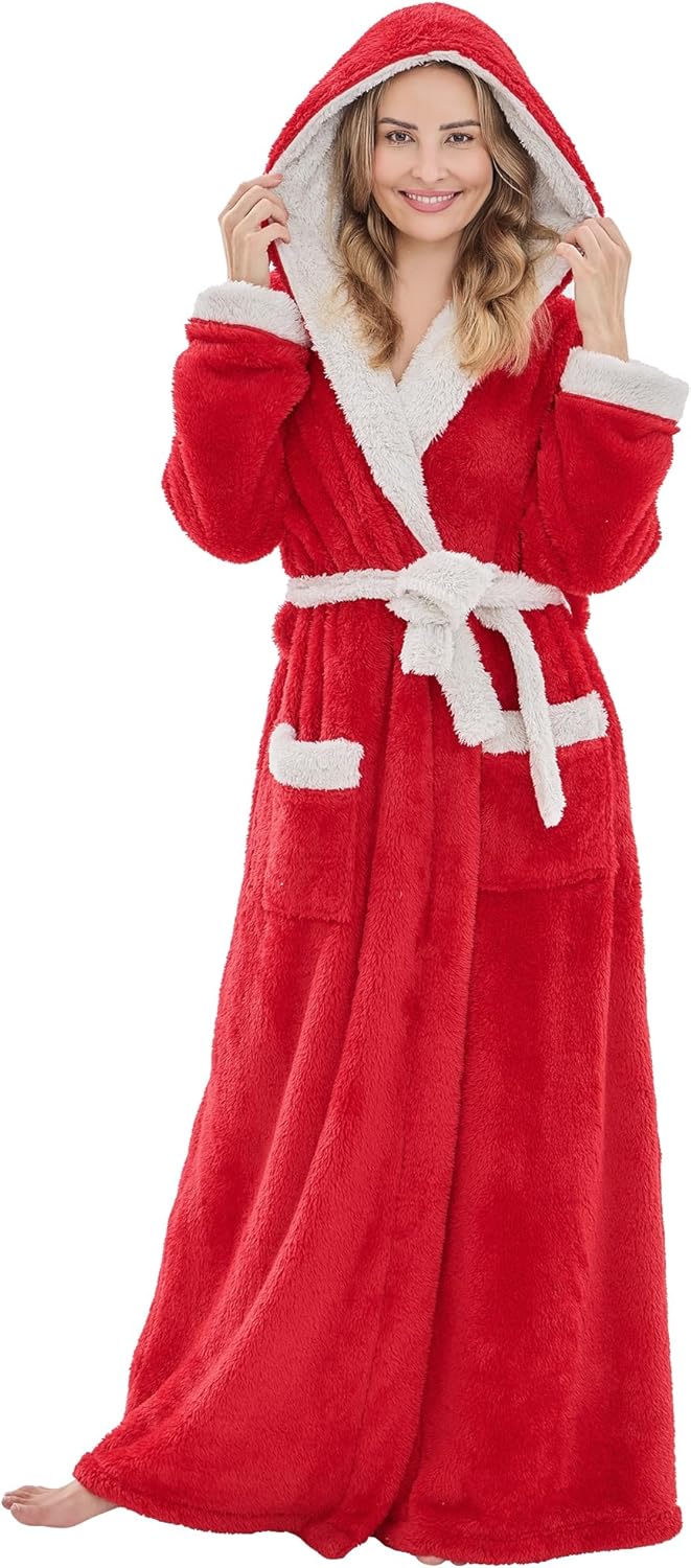 Long Robes For Women: Plush Luxury Hooded Bathrobe Comfort