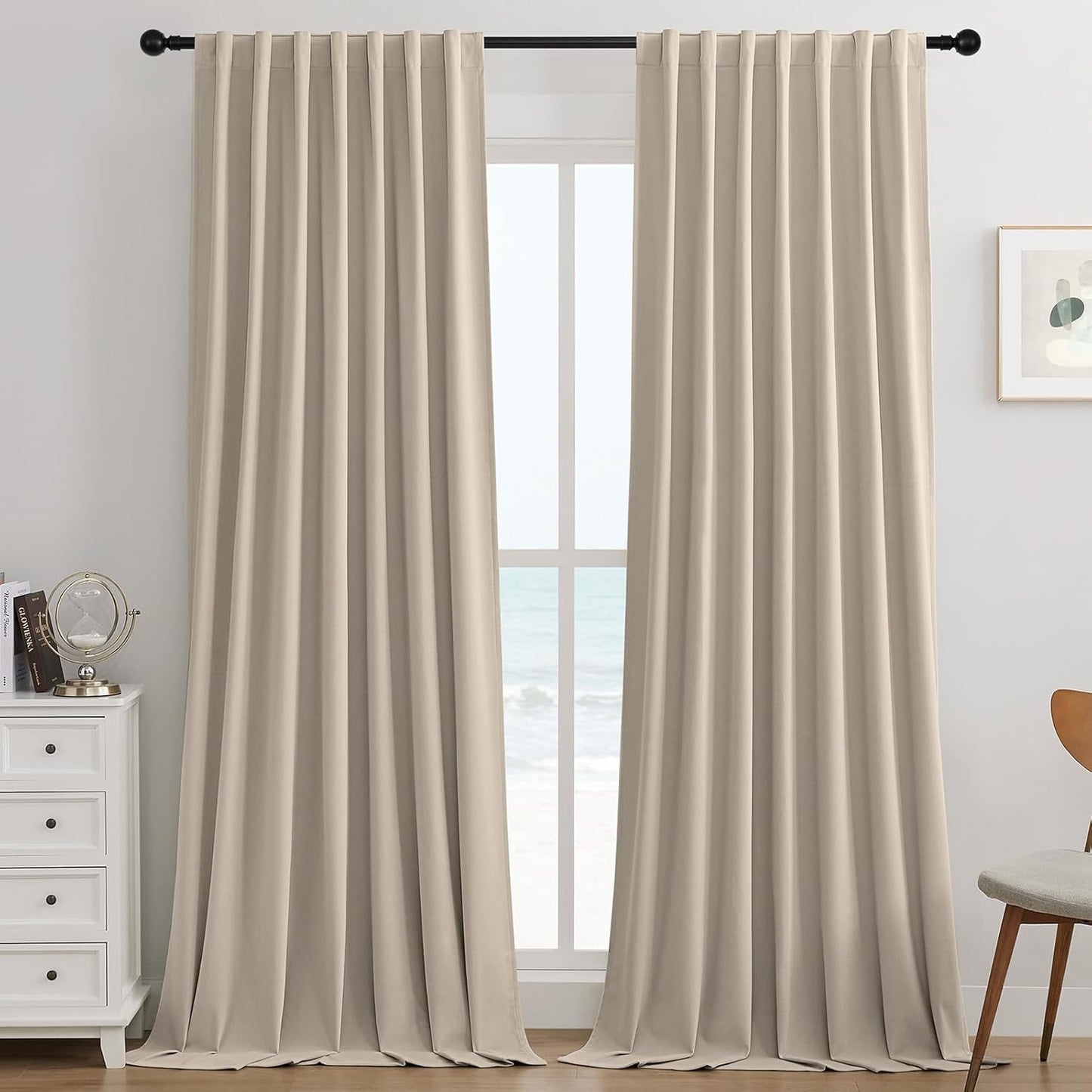 Joydeco Light Beige 100% Blackout Curtains for Elegant Spaces