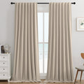 Joydeco Light Beige Velvet Blackout Curtains for Home Decor