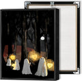Retro Halloween Forest Ghost Wall Art 12x16in Black Framed - Rustic