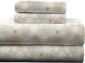 Pointehaven Flannel 170 GSM Sheet Set Queen Snow Flakes Oatmeal - Cozy