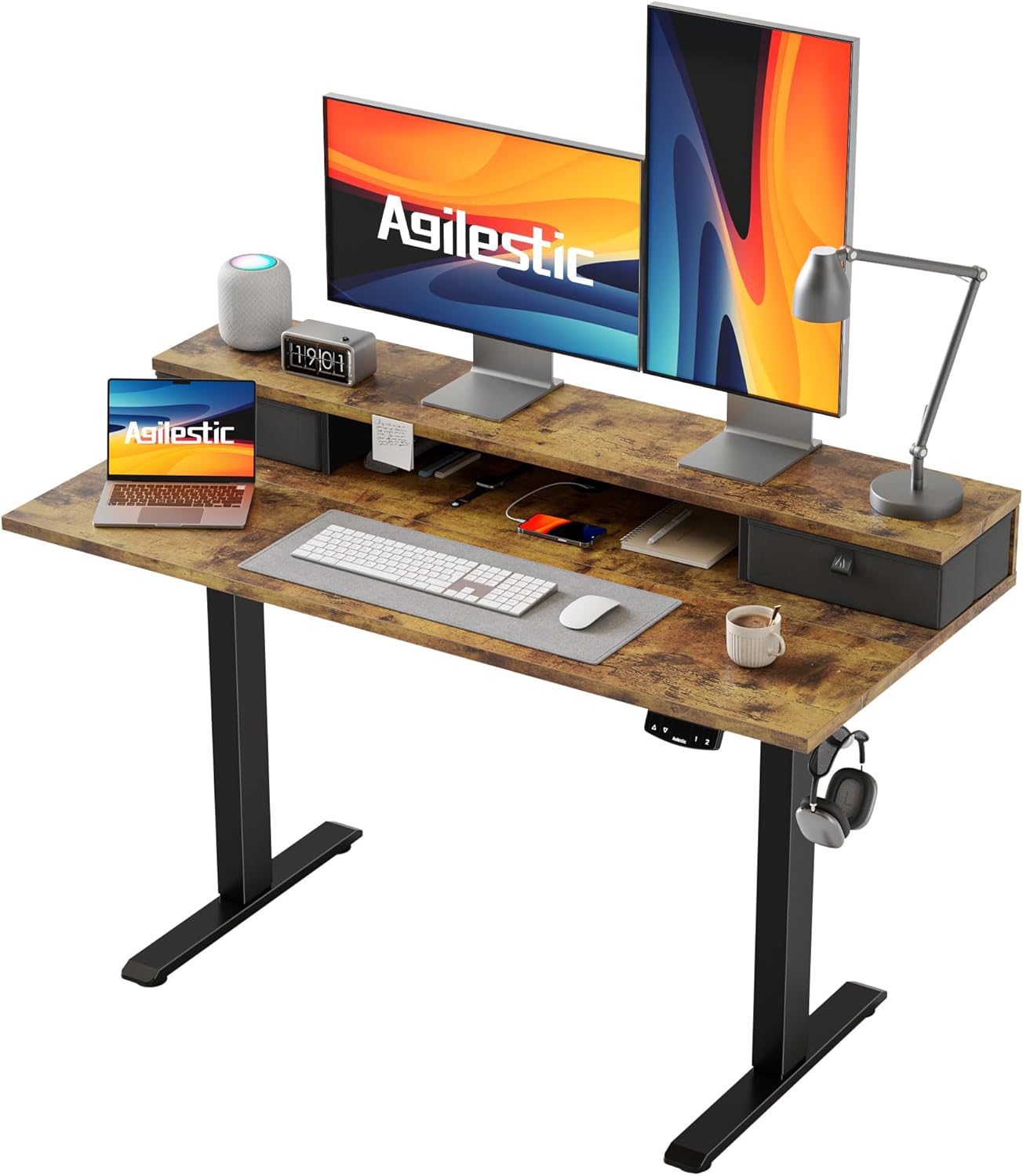 Height Adjustable Standing Desk + 2 Drawers