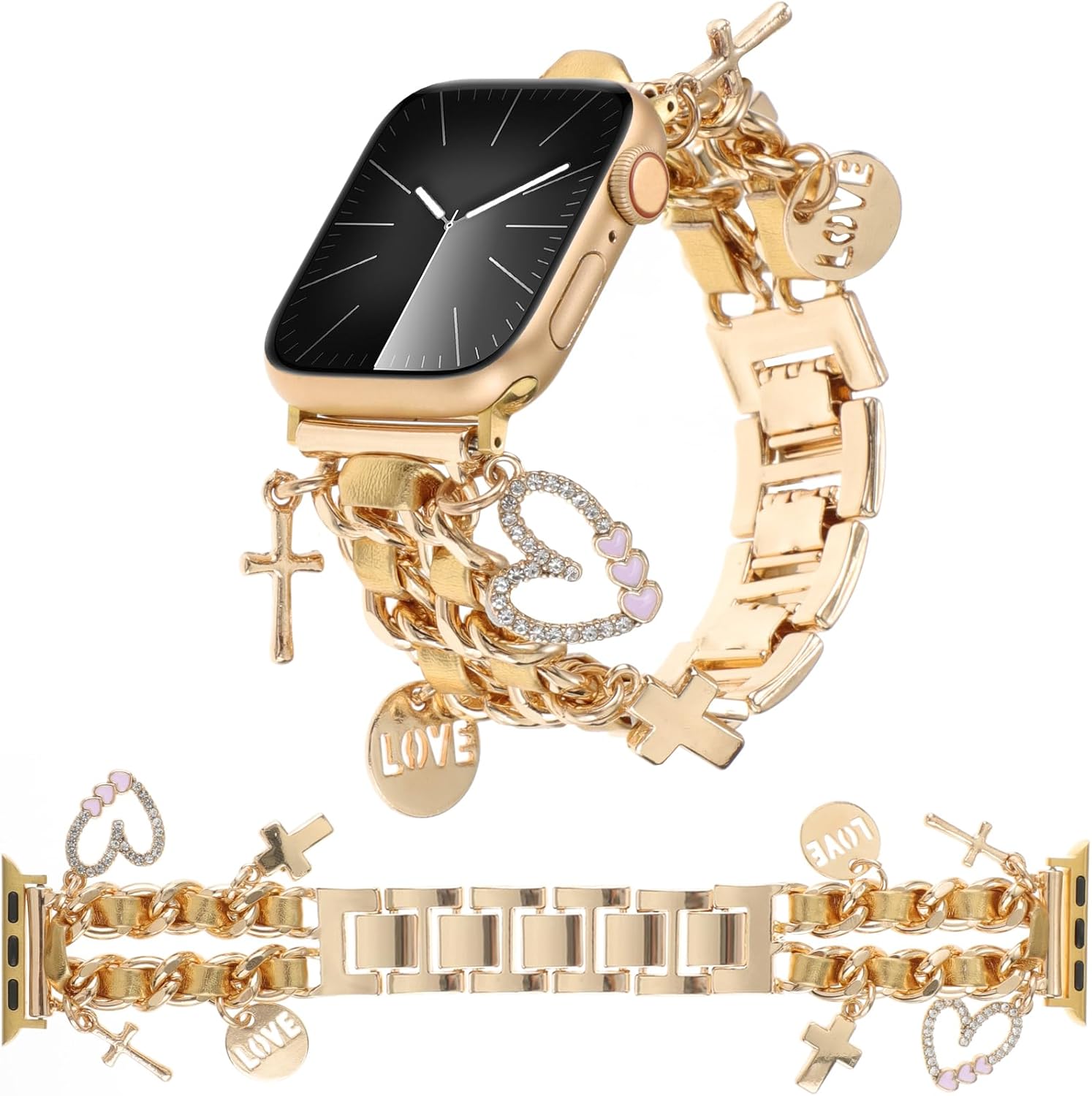 Stylish Cuban Chain Band with Charms for Apple Watch - Love Your Style!