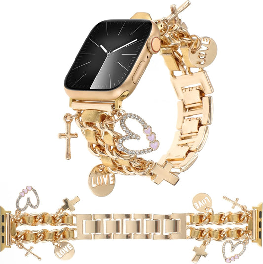 Stylish Cuban Chain Band with Charms for Apple Watch - Love Your Style!