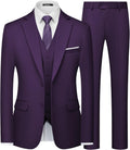 WULFUL Men's Slim Fit 3 Piece Suit - Modern Slim Tuxedo Set