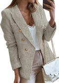 Womens Tweed Blazer Double Breasted Open Front - Chic Office Layering