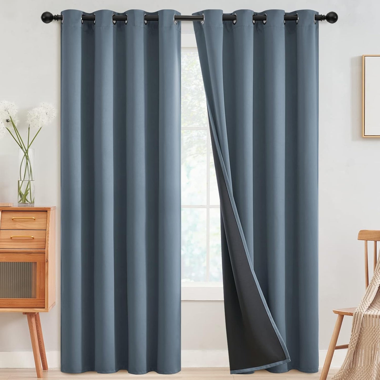 SimpleHome 100% Blackout Curtains for Bedroom and Living Room