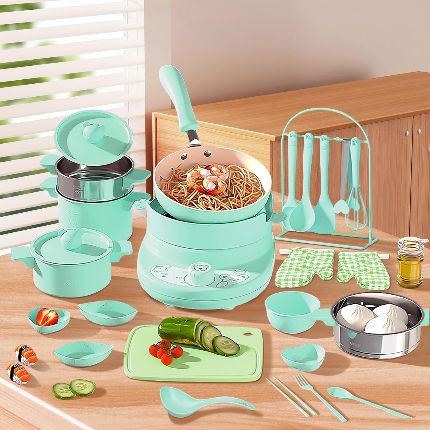 Montessori Kitchen Tools Set for Real Food Making (Green)