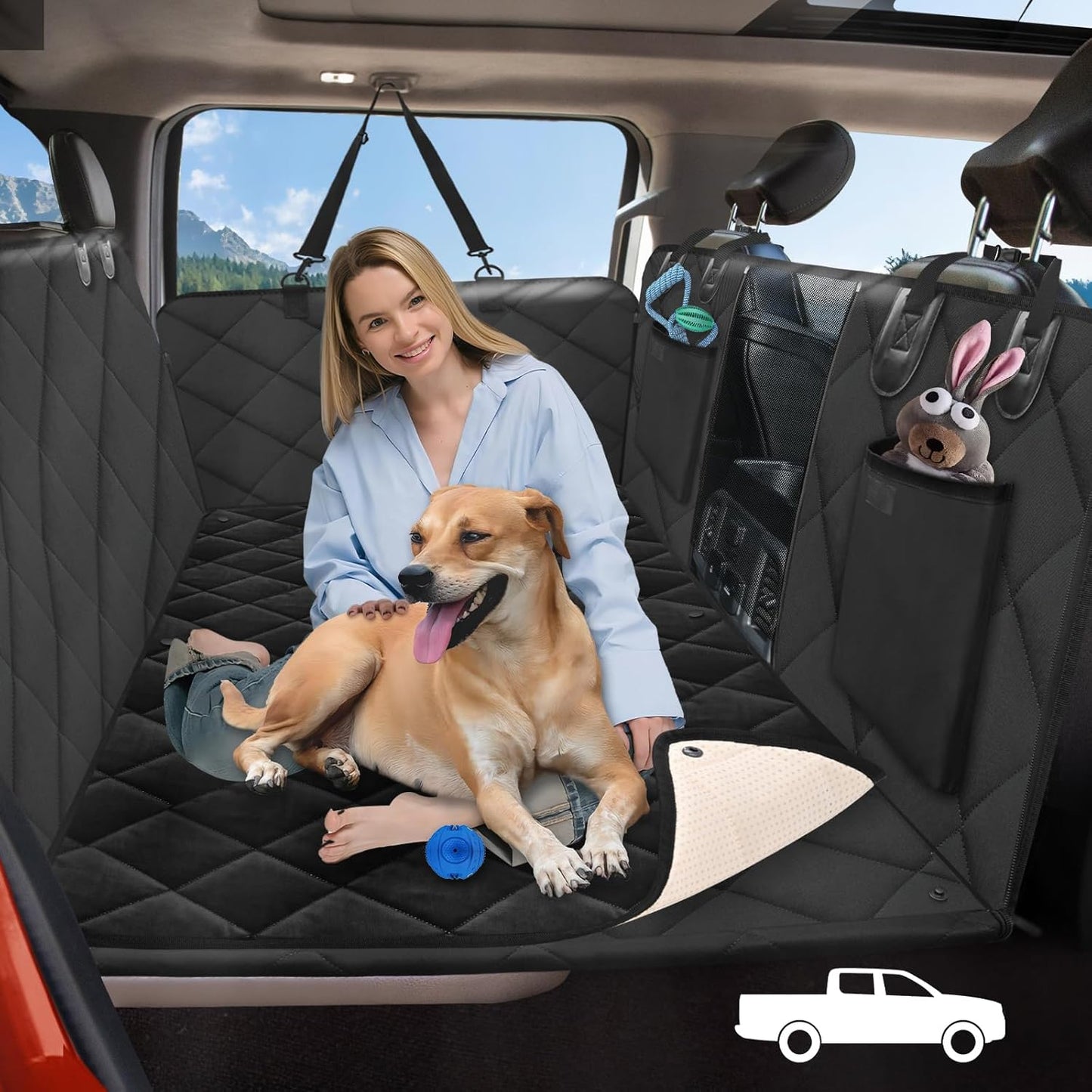 Back Seat Extender for Dogs Truck with Soft Blanket and Cover