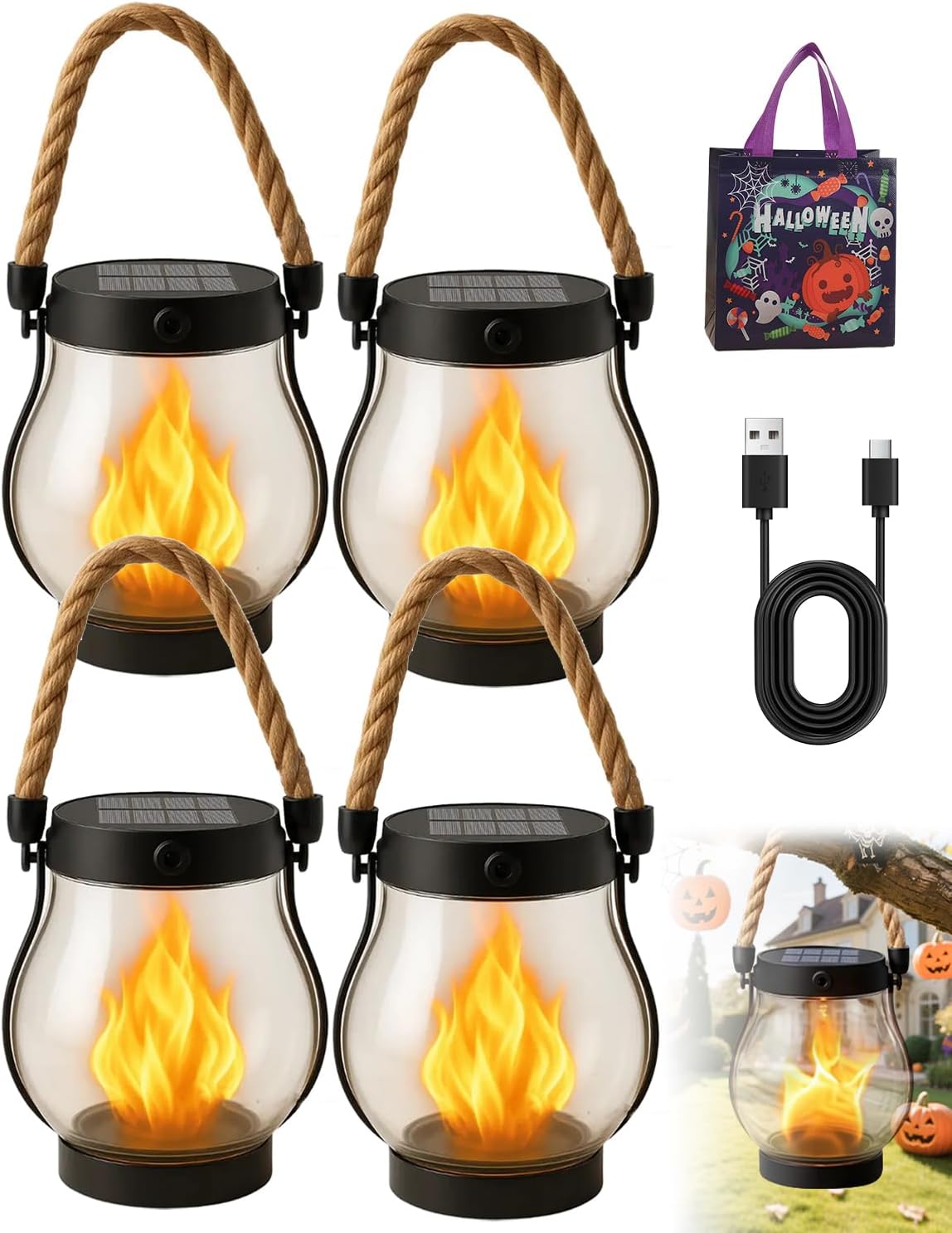 Kaliqo Solar Lanterns for Outdoor Use - 4PC Waterproof Lights