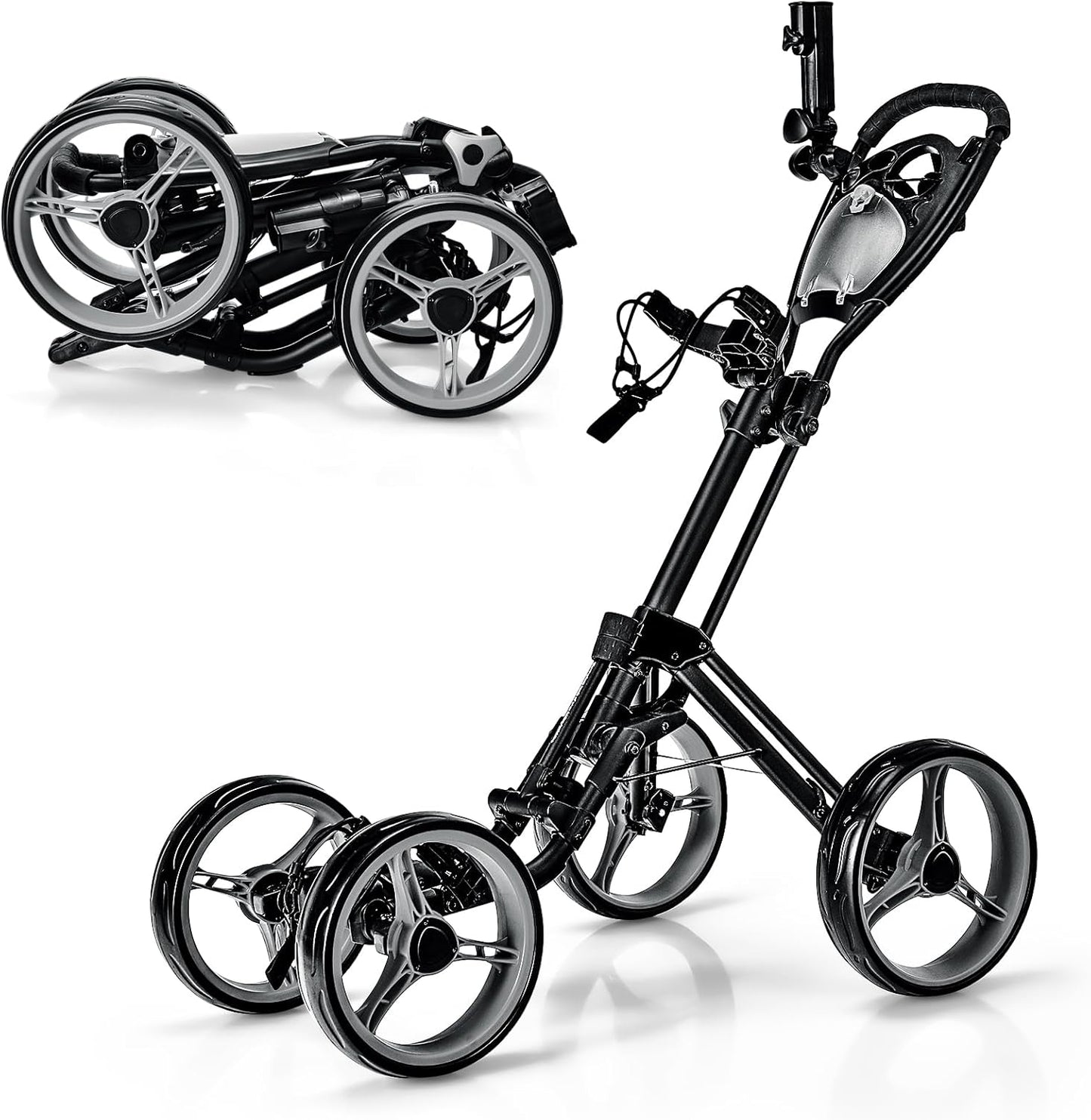 LIGHTWEIGHT Golf Push Cart with Umbrella&Cup Holder