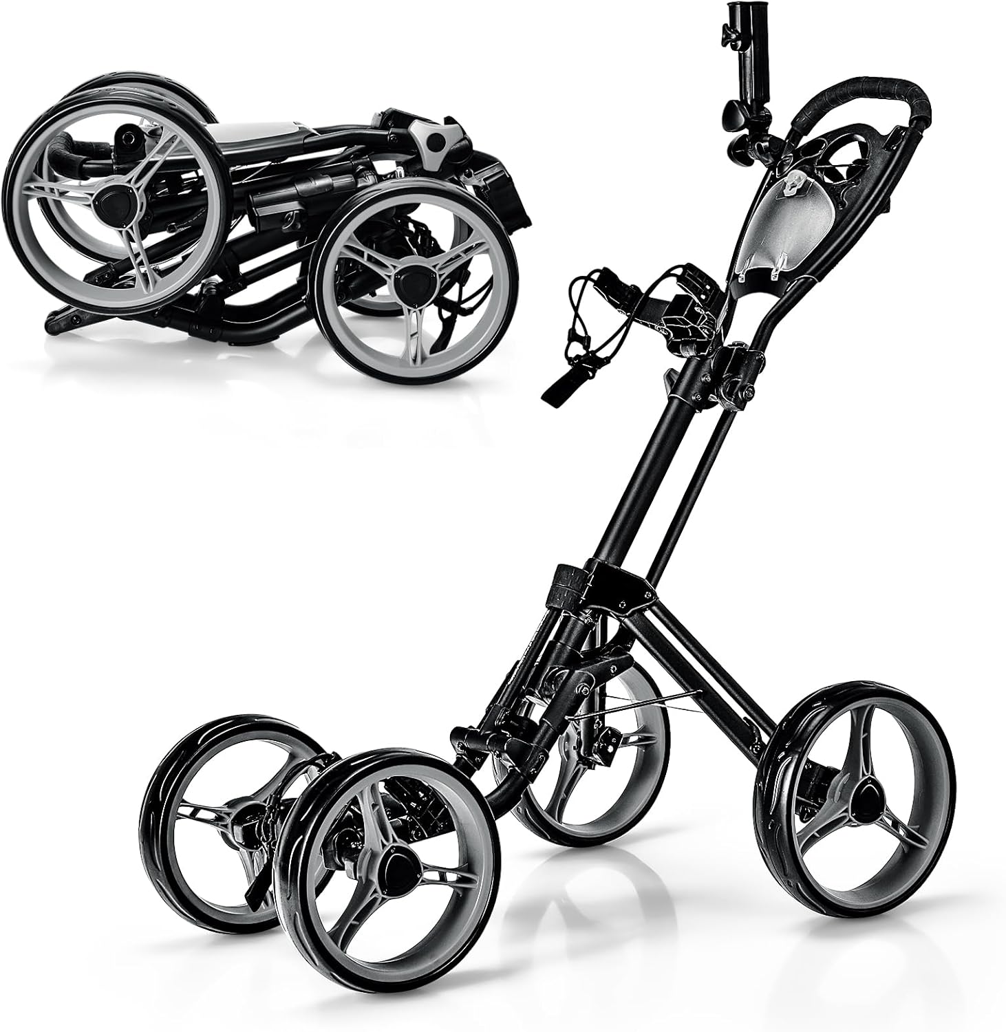 LIGHTWEIGHT Golf Push Cart with Umbrella&Cup Holder