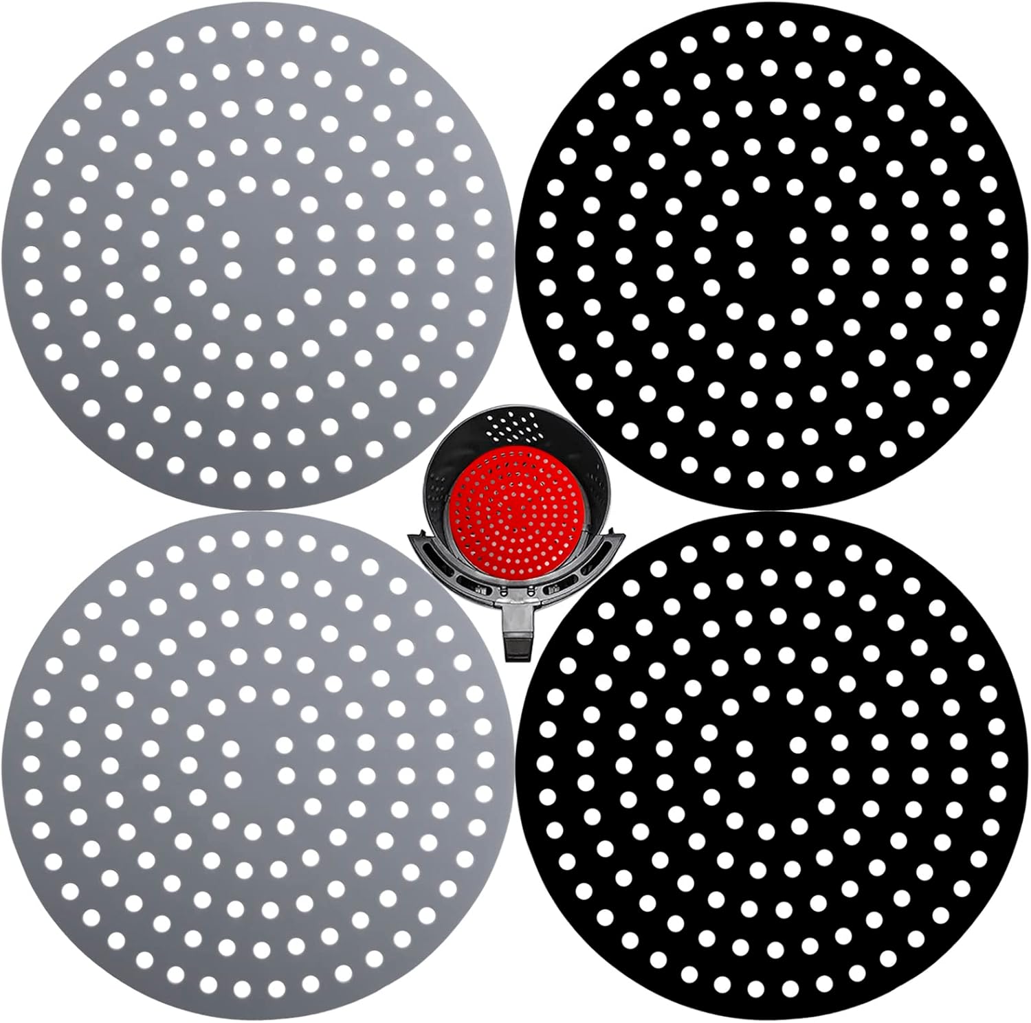 Viwehots Reusable 8 Silicone Air Fryer Liners - Easy Clean Non Stick 4 Pack