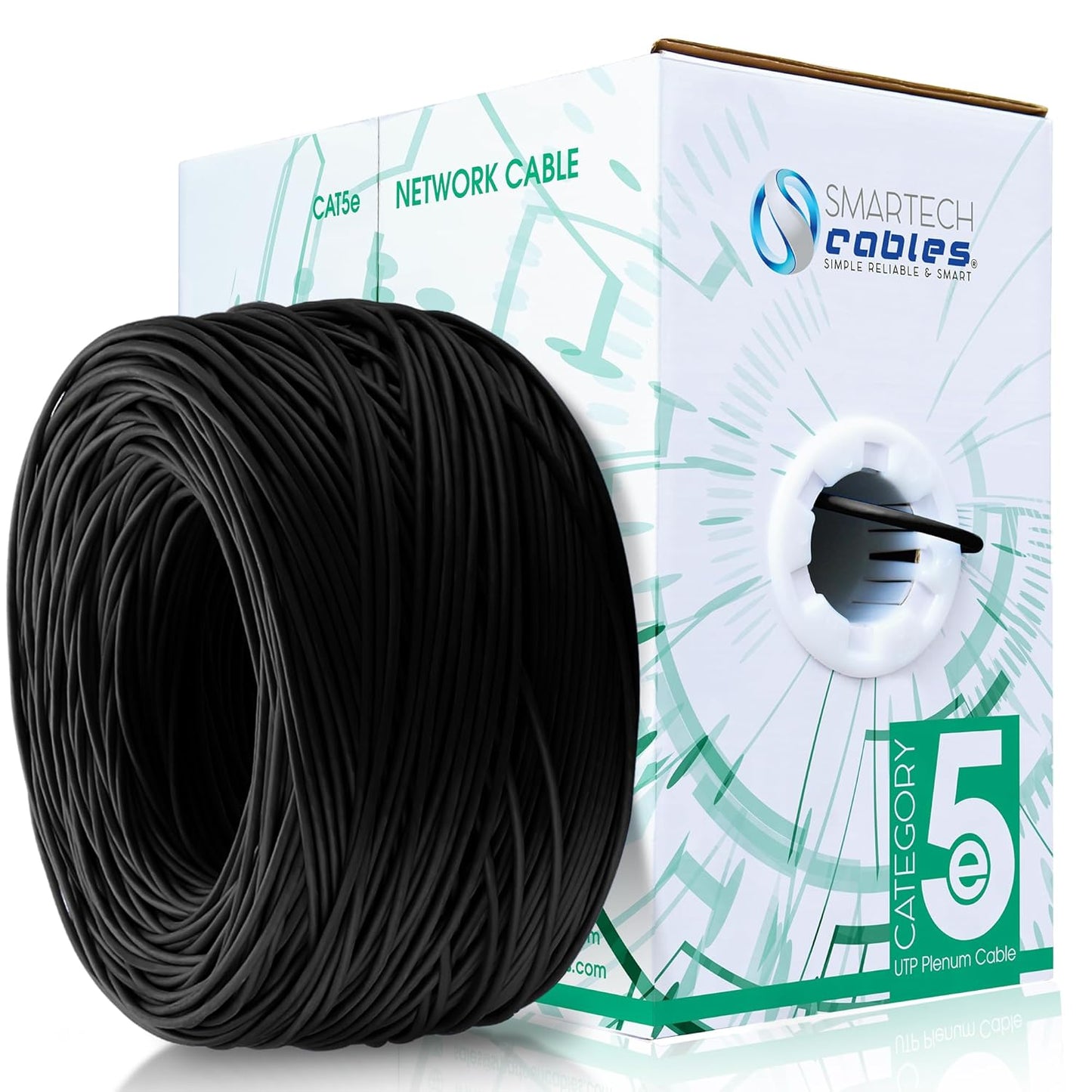 Smartech Cables Cat5e Plenum Cable 1000ft for Fast Networking