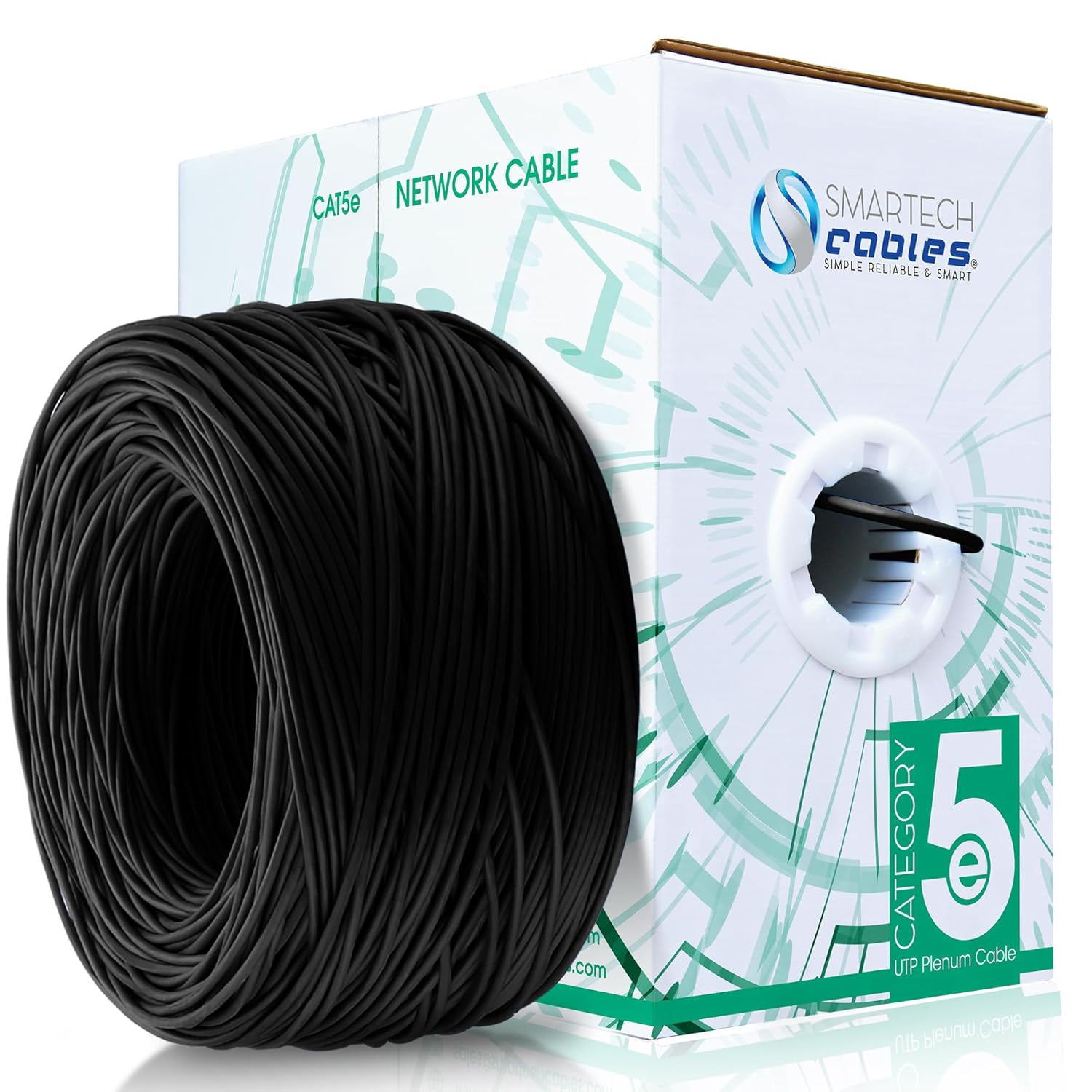 Smartech Cables Cat5e Plenum Cable 1000ft for Fast Networking